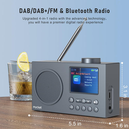 Mycket Tragbares DAB+/UKW Radio mit Bluetooth 5.0 und Farbdisplay