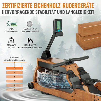 Advamsoler Wasserrudergerät Heimtrainer – Faltbar Massivholz
