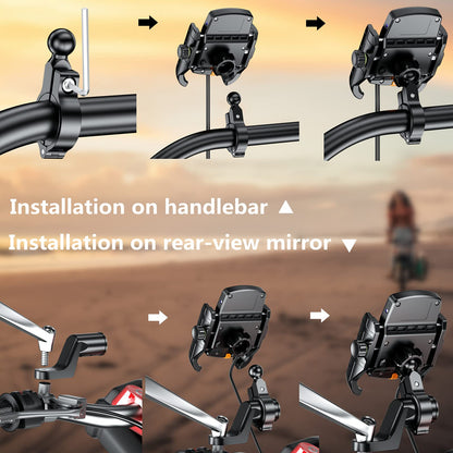 BRCOVAN M9S Motorrad-Handyhalterung mit Qi 15W Ladegerät, USB-C