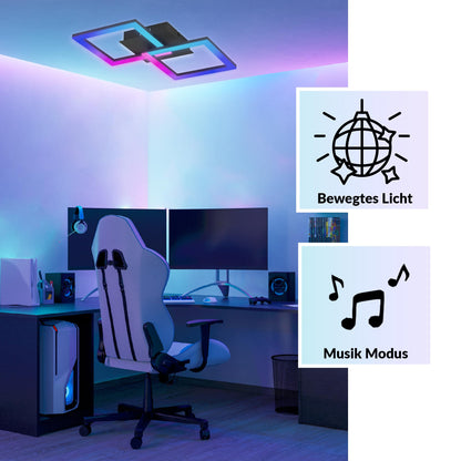 EGLO LED Deckenleuchte RGBIC mit Fernbedienung, Aluminium schwarz