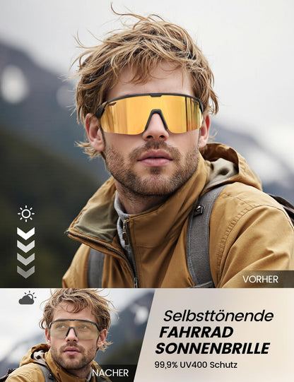Lamicall Fahrradbrille selbsttönend UV400, ultraleichte Sportbrille