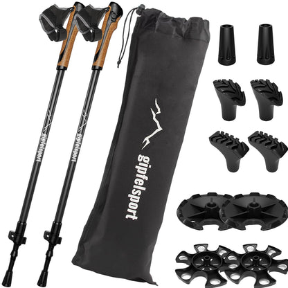 gipfelsport Nordic Walking Stöcke Carbon, verstellbar 77-120 cm, mit Handschlaufen
