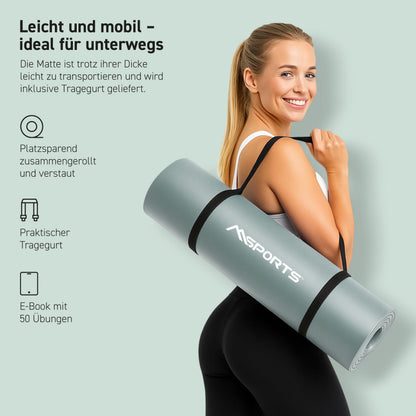 MSPORTS Gymnastikmatte Premium 190 x 100 x 1,5 cm Steingrau