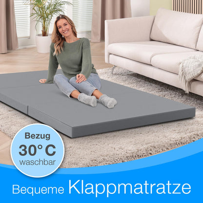 ELONEO Klappmatratze 120 x 200 cm, Gästematratze klappbar, grau