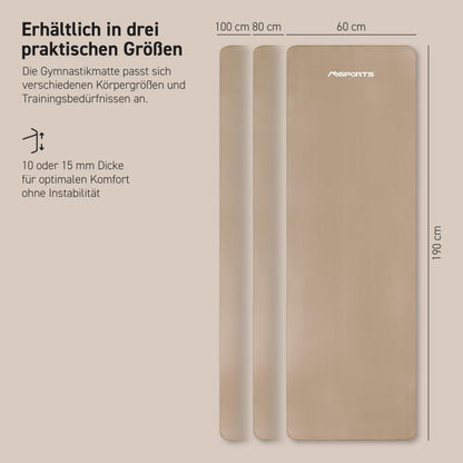 MSPORTS Gymnastikmatte Premium 190 x 100 cm NBR Beige-Caramel