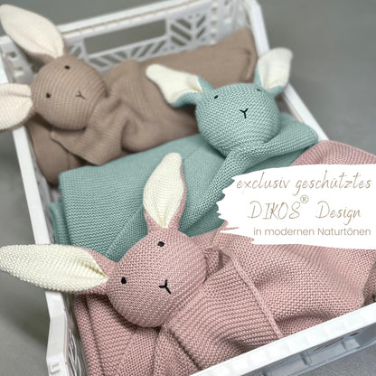 DIKOS SCHMUSE-Hase Babydecke & Kuscheltuch 2-in-1, Bio-Baumwolle, Mint