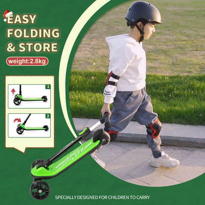 besrey Kinder Dreirad Scooter - Faltbar, LED Leuchträder