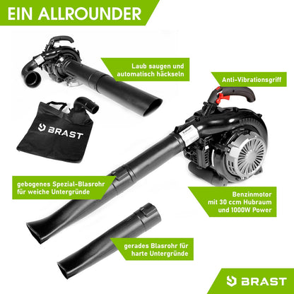 BRAST Laubsauger Laubbläser Benzin – 4in1 Funktion 1,0kW