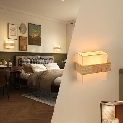 Gleonlux Wandleuchte Holz Innen, Vintage Wandlampe mit E14 Fassung