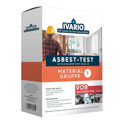 IVARIO Asbest-Test mit Laboranalyse für Baumaterialien und KMF – Testkit mit Anleitung zur Probenahme