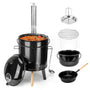onlyfire Gulaschkanone mit Grillfunktion 14L emailliert. Schwarzer, runder Emaille-Kessel zum Gulasch kochen und Grillen outdoor.
