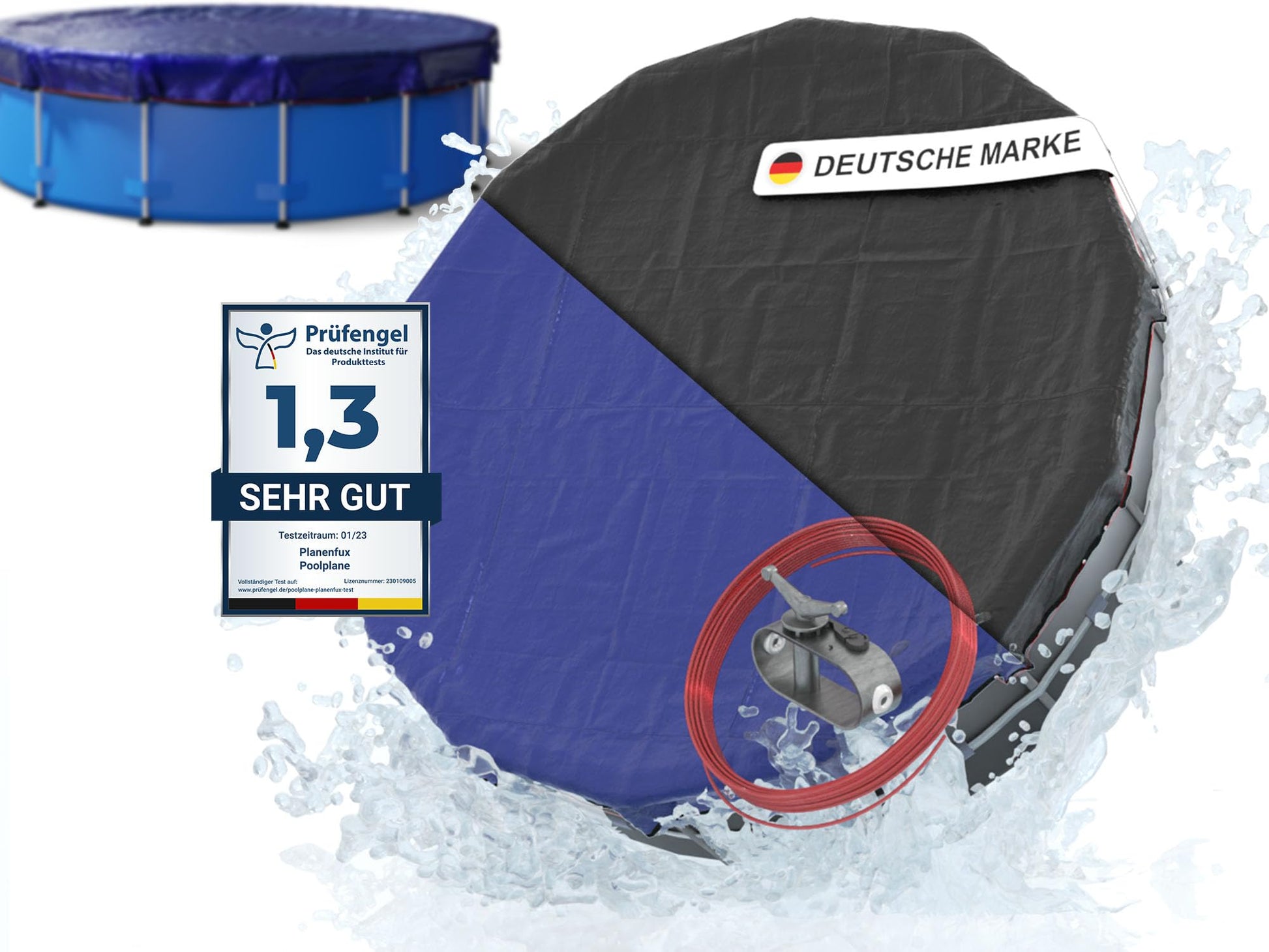 Planenfux® Rundpool-Abdeckung 400 cm - 2-in-1 Solar. Runde Solarplane für 4m Pools, erwärmt Wasser und schützt vor Schmutz.