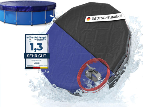 Planenfux® Rundpool-Abdeckung 400 cm - 2-in-1 Solar. Runde Solarplane für 4m Pools, erwärmt Wasser und schützt vor Schmutz.