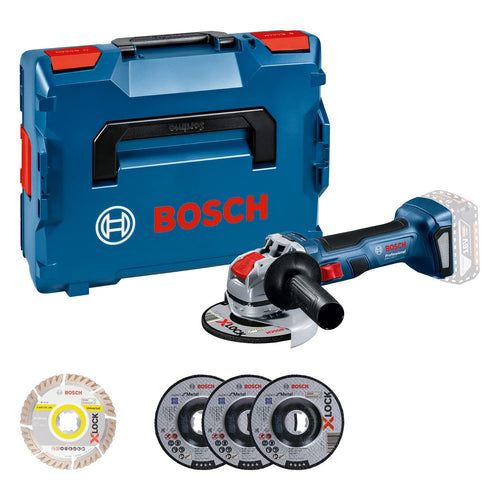 Bosch Professional 18V System GWX 18V-7 Akku-Winkelschleifer X-LOCK. Kompakt, blau. Trennt, schleift und bürstet Materialien.