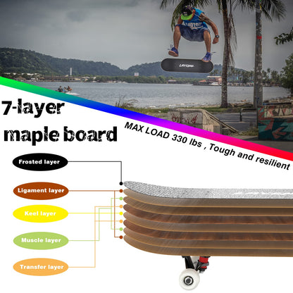LAYENNE Skateboard Komplettboard 31 x 8 Zoll, 7-lagiges Ahorn