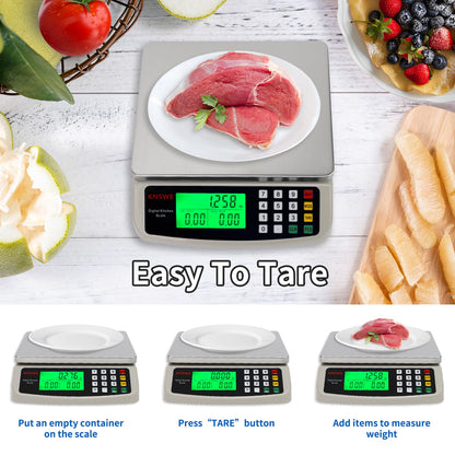 KNSWE Küchenwaage Digital Edelstahl 40 kg mit Zähl- und Tarafunktion
