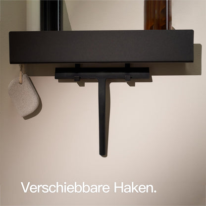 Designfabrik Hamburg Duschablage ohne Bohren, schwarz, 42 cm
