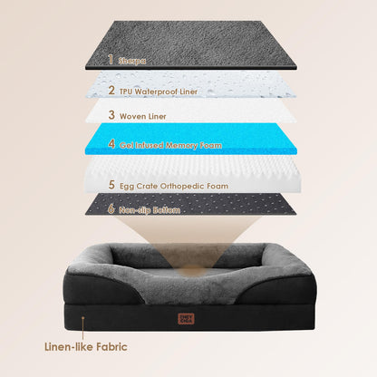 EHEYCIGA Orthopädisches Hundebett Mittel Memory Foam Grau/Schwarz