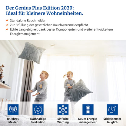 Hekatron Genius Plus Rauchmelder mit 10-Jahres-Batterie, 10 Stück