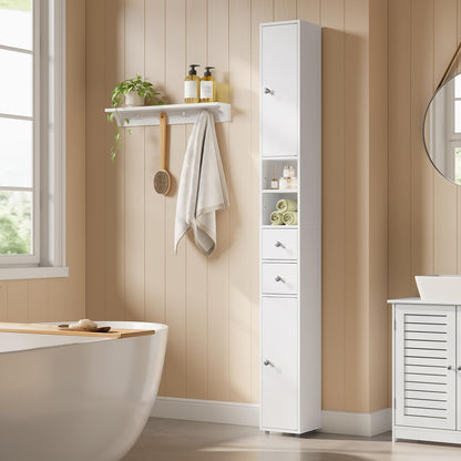 EUGAD Badezimmerschrank, schmaler Badschrank, 20 x 20 x 180 cm, weiss