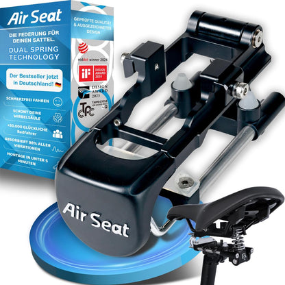 Air Seat Sattelfederung Fahrrad Sattelstütze gefedert - M. Schwarze, zylindrische Sattelstütze für verbesserte Stoßdämpfung am Fahrrad.
