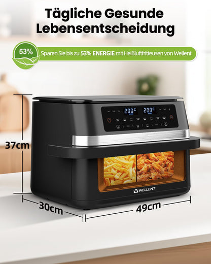 WELLENT Heissluftfritteuse 12L Dual Zone Airfryer XXL Doppelkammer