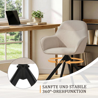 Goeurvant Esszimmerstühle 6er Set, 360° drehbar, Leinen, Beige