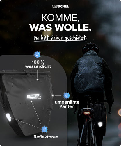 Büchel Gepäckträgertasche 2er-Set, 14 L, wasserdicht, schwarz