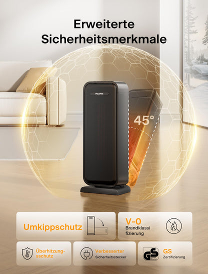 PELONIS Keramik Heizlüfter 2000 W mit Thermostat und 12-Stunden-Timer