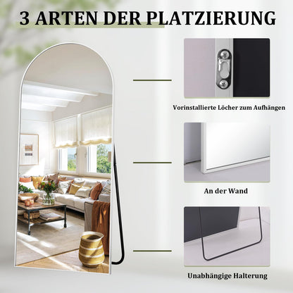 BEAUTYPEAK Bogen-Standspiegel 165x60 cm Ganzkörperspiegel, Weiss