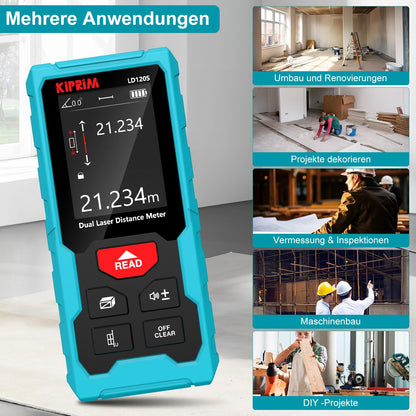Kiprim LD120S Laserentfernungsmesser bilateral 120 m mit Wasserwaage