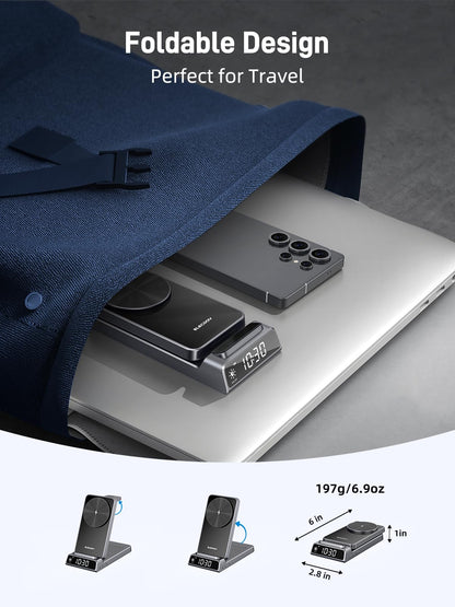 Elecdov 3-in-1 kabellose Ladestation, magnetisch für Samsung
