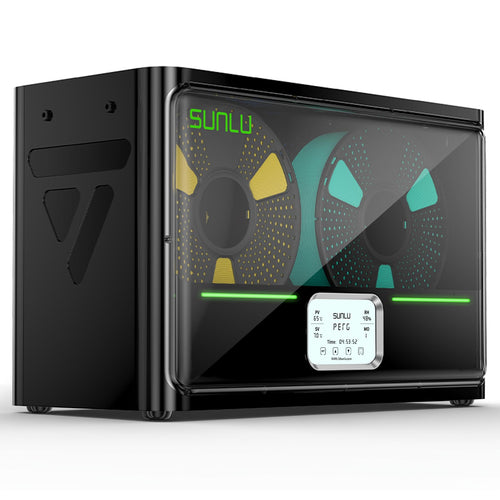 SUNLU S4 3D Drucker Filament Trockner - 4 Spulen Schwarz. Kompaktes, quaderförmiges Gerät. Trocknet Filament für besseren 3D-Druck.