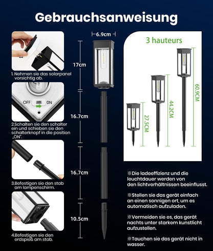 BITPOTT Solarleuchten Garten 6er Set IP65 wasserdicht warmweiss
