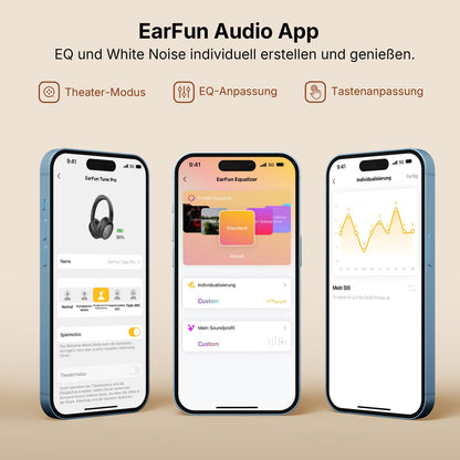 EarFun Tune Pro Over-Ear-Kopfhörer kabellos mit ANC, 120 Std. Akku