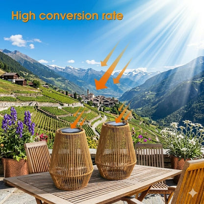 KagoLing Solarlaterne 2er-Set, handgeflochtene Rattan-Solarlampe