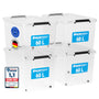 ATHLON TOOLS Aufbewahrungsboxen mit Deckel 60 l 4er-Set transparent, Kunststoff, mit Verschlussclips
