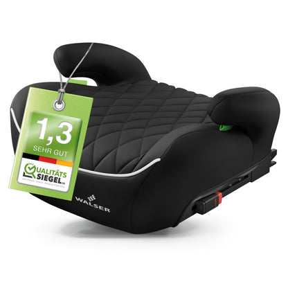 WALSER Andy Kindersitzerhöhung ISOFIX - 125-150cm Schwarz. Schwarze, gepolsterte Sitzerhöhung für sicheren Kindertransport ab 125cm.