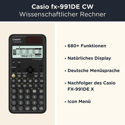Casio fx-991DE CW ClassWiz Taschenrechner mit WYNGS Schutztasche