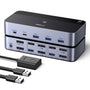 UGREEN Displayport KVM Switch - 2 PC 2 Monitore 8K60Hz: Schwarzes Gerät. Schaltet 2 PCs auf 2 Monitore und USB-Peripherie bei 8K60Hz.