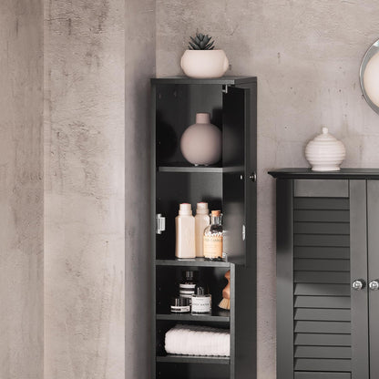 SoBuy Badzimmerschrank Schmal BZR34-II-SCH – Schwarz
