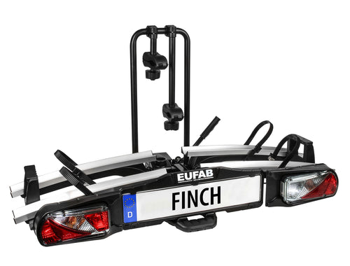 EUFAB FINCH 11584 Anhängerkupplung Fahrradträger für 2 Fahrräder, schwarzer Plattformträger. Transportiert Fahrräder am Heck. 