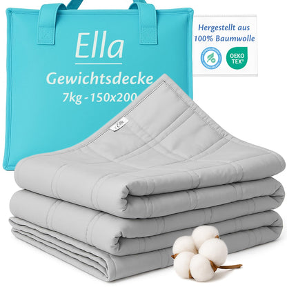 Ella Gewichtsdecke 150x200 cm 7 kg Therapiedecke aus Baumwolle Grau