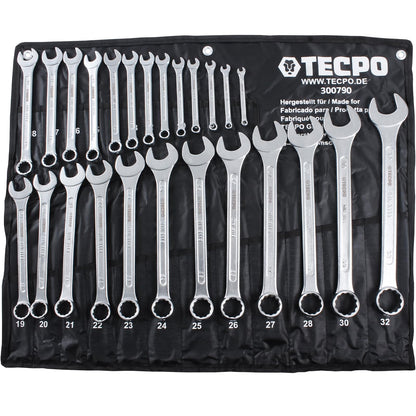 TECPO Maul-Ringschlüssel-Satz, 25-teilig, 6–32 mm, mit Rolltasche