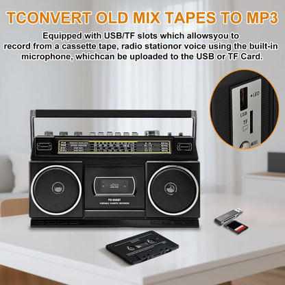 CTDZLED BT-555 Kassettenspieler mit Bluetooth, Radio und USB