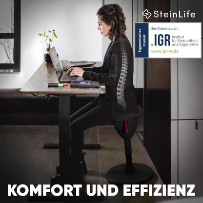 SteinLife Cone Bürohocker Ergonomisch [TESTSIEGER] Sitzhocker Höhenverstellbar [48-68cm] Ergonomischer Hocker für Büro [Schwingeffekt] Wackelhocker Stehhocker | Arbeitshocker rutschfest