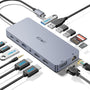 JESWO 14-in-1 USB-C Dockingstation mit 2x HDMI 4K, VGA und 100W PD – Multiport-Hub mit Ethernet und SD/TF-Kartenleser