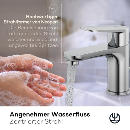 Kludi X1 Waschtischarmatur mit Zugstangen-Ablauf, Chrom, Grösse S