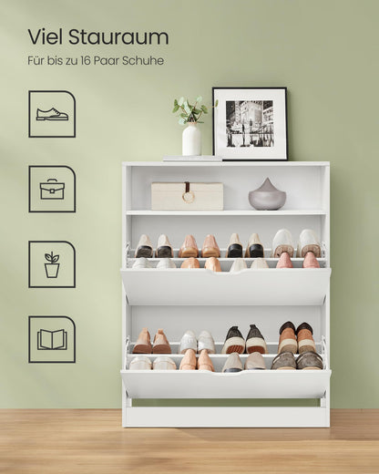 VASAGLE LBC048W01 Schuhschrank - 2 Klappen, wolkenweiss