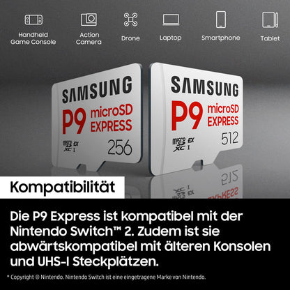 Samsung P9 Express microSD Express Speicherkarte 256 GB für Switch 2